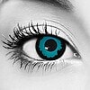 Gothika Dark Elf contact lenses deep aqua blue with jagged black ring