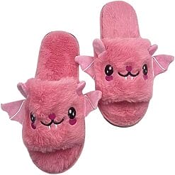 Pink Fuzzy Comfy Bat Slippers