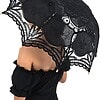 UMBRELLOX Black Lace Hand Sewn Parasol With Wood Handle - Image 6