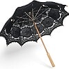 UMBRELLOX Black Lace Hand Sewn Parasol With Wood Handle - Image 1