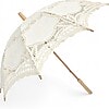 UMBRELLOX Cream White Lace Hand Sewn Parasol With Wood Handle - Image 1